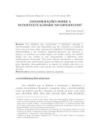 O jogo das referências em dois contos de agualusa luiz henrique raele braga1 resumo. Pdf Consideracoes Sobre A Intertextualidade No Hipertexto