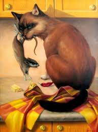 The Cat 60x80cm Oil Painting Surrealistic Artwork Surreal Art Illusion Art Illusion Paintings