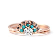 Black And Rose Gold Engagement Rings Diamond Ring With Turquoise And Black Diamond Wedding Ring Wedding Set 18k Gold Black Diamond Wedding Rings Diamond Wedding Rings Wedding Rings Unique