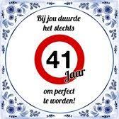 Bol Com Verjaardag Tegeltje Met Spreuk 41 Jaar Pas Op Brandgevaar 41 Kaarsen Dit Jaar
