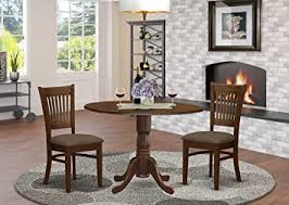 Made in malaysia, the kenji is built from sturdy wood and comfortably seats up to six. Amazon Com East West Furniture Dlva3 Esp C 3 Pc Dining Table Set Espresso Finish Two 9 Inch Drops Leave And Pedestal Legs Wood Table 2 Slatted Back Wooden Dining Chairs Table Chair