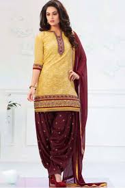 Black And Yellow Suit Design Banarasi Jacquard Unstitched Patiala Suit In Yellow And Brown Colour Punjabi Dress Patiala Suit Kalamkari Dresses