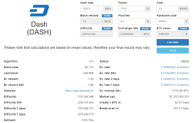 Dash Mining Calculator Difficulty Increase Masternodes How