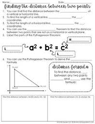 Distance Formula Notes Distance Formula Math Guided Notes Teaching Middle School Maths