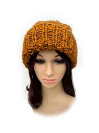 SALE! Ready to Ship Hand Knit Pom Pom Beanie. Double Brim. Rust Color.  Removable Fur Pom Pom. Textured Chunky Hat. Woman's Hat.
