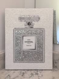 Last One Left Canvas Wrapped Embellished Art Print Chanel No 5 Perfume Bottle Sparkling Glitter Diamante Rhinestone Wall Hanging 11 X 14 In 2021 Chanel Bedroom Chanel Wall Art Chanel Room