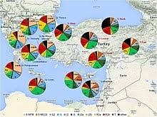 The initial bearing on the course from turkey to italy is 290.05° and the compass direction is wnw. Genetic Studies On Turkish People Wikipedia