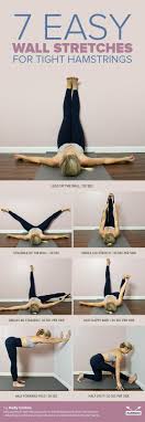 7 Easy Wall Stretches To Release Tight Hamstrings Tight Hamstrings Wall Stretch Hamstring Yoga