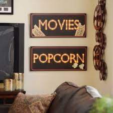 Light up.movie and popcorn metal wall decor. Movies Popcorn Light Up Led Canvas Art Print Kirkland S Theater Room Decor Home Theater Decor At Home Movie Theater