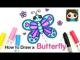 Draw 2 curved lines for antennae and a small u shape for the body. How To Draw A Butterfly Easy Youtube Easy Butterfly Drawing Butterfly Drawing Cartoon Butterfly