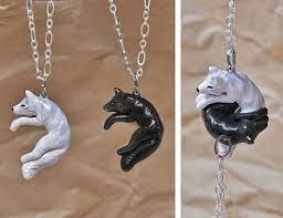 Cuddling Wolf Couples Necklaces Interlocking Love His And Hers Etsy In 2021 Couple Necklaces Love Necklace Wolf Necklace