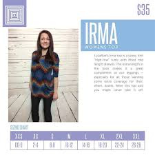 Lularoe Irma Sizing Chart Lularoe Irma Size Chart