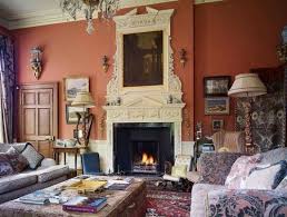 Sitting Room In English Style With Brick Red Walls Buero