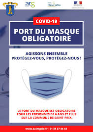 Votre signalétique extérieure ce sticker adhésif port du masque obligatoire covid est disponible en 4 formats, 80mm, 180mm, 300mm, 450mm. Affiche Port Du Masque Obligatoire Bienvenue Sur Le Site De La Ville De Saint Prix