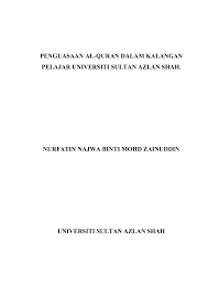 Jantina lelaki ( ) perempuan ( ) 3. Penguasaan Al Quran Dalam Kalangan Pelaajr Universiti Sutan Azlan Shah Flip Ebook Pages 1 50 Anyflip Anyflip