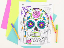 Color and cut out the table from my printables (scroll down for downloads) and fold them in half along the dotted line. Sugar Skull Coloring Page Free Printable Fun365