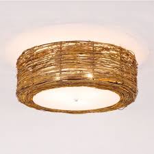 Hand Woven Flush Mount Lamp With Round Shade Modern Rattan 3 Lights Bedroom Ceiling Light Fixtu Bedroom Ceiling Light Ceiling Lights Light Fixtures Flush Mount