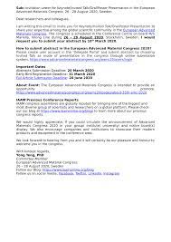 However, if the person requesting does not know the potential mentor and selected him or her because of their expertise, it may be necessary to request a casual meeting, at the potential mentor's convenience, for the person to introduce him or. Pdf Invitation Letter For Keynote Invited Talk Oral Poster Presentation In The European Advanced Materials Congress 26 28 August 2020 Sweden