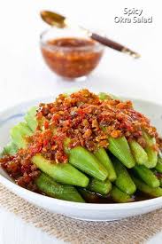 Spicy Okra Salad Recipe Okra Recipes Healthy Grilling Recipes Asian Vegetables