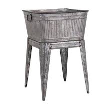 32 In Gray Iron Multi Functional Galvanized Metal Tub On Stand Metal Tub Galvanized Tub Retro Home Decor
