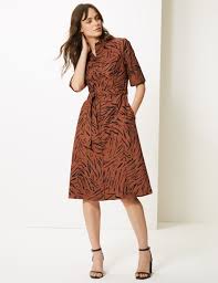 Pure Cotton Animal Print Shirt Dress M S Collection M S Animal Print Shirt Dress Printed Shirt Dress Animal Print Shirts
