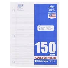Norcom Filler Paper College Ruled 150 Pages 8 X 10 5 78156 Walmart Com College Rule College School Supplies College Algebra