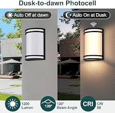 kadision Dusk to Dawn LED Wall Sconce, 3000K/4000K/5000K 3-Color  Adjustable, 15W 1200lm 120V, Half-Cylinder Outdoor Light Fixture Front  Porch Light, Aluminum Frame, ETL Listed