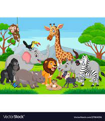Cartoon Wild Animals In Jungle Royalty Free Vector Image Ad Animals Jungle Cartoon Wild Ad Animals Wild Cartoon Animals Animal Sounds