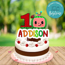 Cake by deliciousbysara | love this cake idea, order cake from deliciousbysara. Cocomelon First Birthday Cake Topper Template Printable Diy Bobotemp