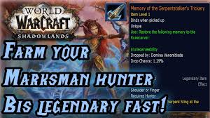 Wow Shadowlands Marksman Hunter Bis Legendary Speed Farm Trick Youtube