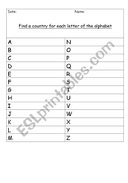 Most countries of the world have different names in different languages. English Worksheets Alphabet Countries