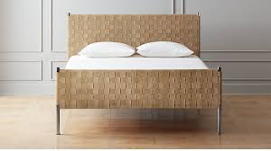 Woven Brown Suede Queen Bed Reviews Cb2 In 2020 Brown Headboard Cheap Bedding Sets King Beds
