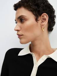 MANGO Ricson Ribbed Collar Jumper in Light Beige