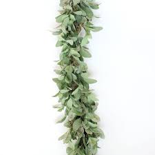 Our faux silk lamb's ear greenery stands 29 inches tall and has soft velvety leaves. Deluxe Artificial Lamb S Ear And Twig Garland In Green 8 Long Green Garland Artificial Garland Real Touch Flowers