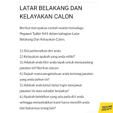 Contoh Soalan Temuduga Ptd Resume Infografik Malaysia Facebook