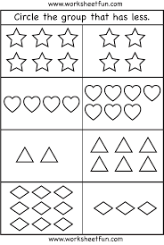 More Less Math Activities Kindergarten Worksheets Free For