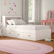 Keira Platform Bed With Drawers And Bookcase White Bed Frame Bed With Drawers Platform Bed With Storage