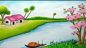 Easy way to draw natural scenery Give Me Drawing Of Natural Scenery Brainly In