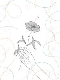 Welcome to saral drawing channel💖hand with flower pencil sketchpencil name: Hand Draw Illustration Of A Human Hand Holding A Flower Stock Photo Picture And Royalty Free Image Image 163387929