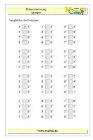 Kostenlose arbeitsblätter mit lösungen zu multiplikation mit vielfachen von 10 und 100 in der 4. Potenzen Vergleichen Klasse 5 6 Mathiki De Mathe Unterrichten Potenzrechnung Erste Klasse