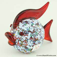 Murano Art Glass Millefiori Fish Sculpture Murano Glass Animals Glass Fish Murano Glass Jewelry