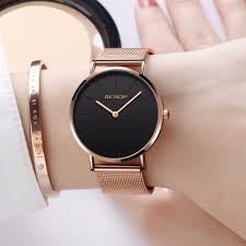 Black And Rose Gold Watch Womens Luxury Aesop Fashion Ladies Watch Rose Gold Women Watches Elegant Minimalism Casual Black Female Gold Watches Women Womens Watches Luxury Watches Women Simple