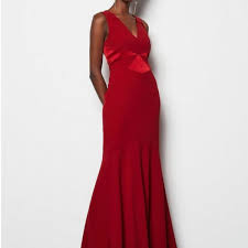 Karen millen black jacquard wedding dress fitted brocade smart pencil 8 36 dx264 #karenmillen #pencildress #anyoccasion. Karen Millen Fishtail Satin Maxi Dress Red Myonewedding Co Uk