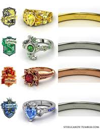 Harry Potter The Four Houses Engagement Rings Hufflepuffslytheringryffindorravenclaw Made On Gem Harry Potter Ring Harry Potter Jewelry Harry Potter Houses