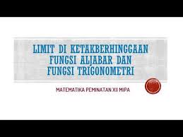 Nilai limit fungsi trigonometri kelas 11 sma dan smk. Limit Ketakberhinggaan Fungsi Aljabar Dan Trigonometri 1 Youtube