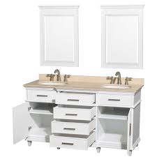 Diamond 32 l x 20.875 w double basin undermount kitchen sink. Berkeley 60 Double Bathroom Vanity In White With Ivory Marble Top With White Undermount Oval Sinks And 56 Mirror