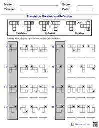Decide whether the shapes are moved with a reflection, translation, or rotation. Translation Rotation And Reflection Worksheets Geometry Worksheets Translation Rotation Reflection Transformations Math