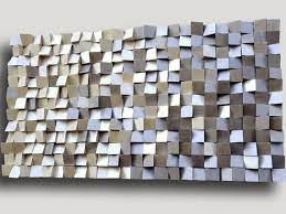 3d Wood Wall Art Mosaic Wall Hanging Wood Block Wall Art Etsy Silver Wall Decor Wood Wall Art Wooden Wall Hangings