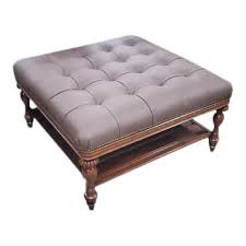 290.83 kb, 640 x 852. Thomasville Hemingway Masai Button Tufted Leather Brass Cocktail Ottoman Chairish