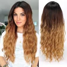 Dyeing your hair from blonde to brown. Missqueen Ombre Hair 3 Tone Dark Blonde Wavy Wigs For Black Women Synthetic Hair Loose Curly Full Wig Dark Root Amazon In Beauty